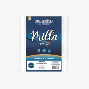 PAPEL HIGIÊNICO MILLA FOLHA DUPLA ROLÃO - 200M