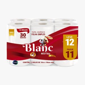 PAPEL HIGIÊNICO BLANC - 12 ROLOS/30M
