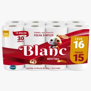 PAPEL HIGIÊNICO BLANC - 16 ROLOS/30M