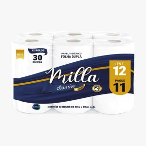 PAPEL HIGIÊNICO MILLA FOLHA DUPLA - 12 ROLOS