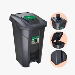 LIXEIRA COM PEDAL PRETA - 120L
